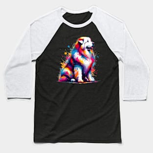 Majestic Maremma Sheepdog in Colorful Splash Art Baseball T-Shirt